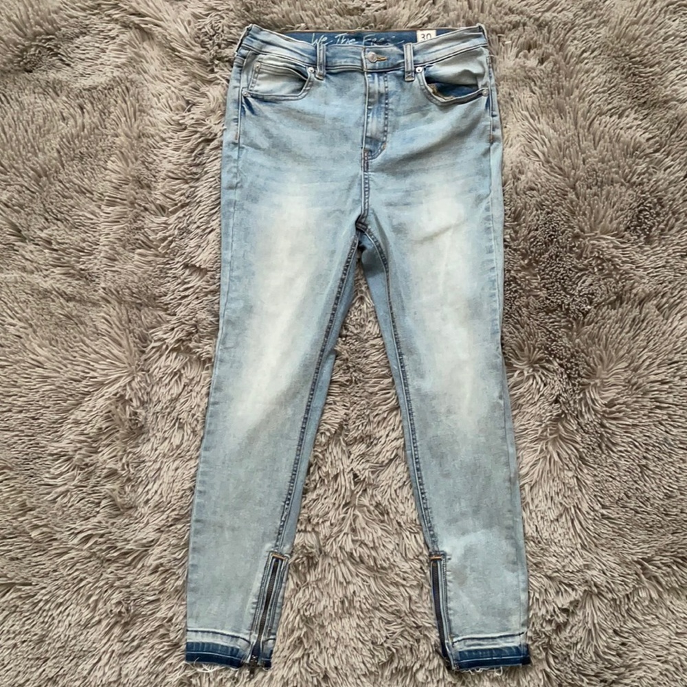 Free People High Waisted Skinny Ankle Zip Jeans